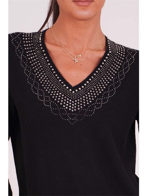 Maglia con strass Love To Love by Gai Mattiolo | LT896NERO